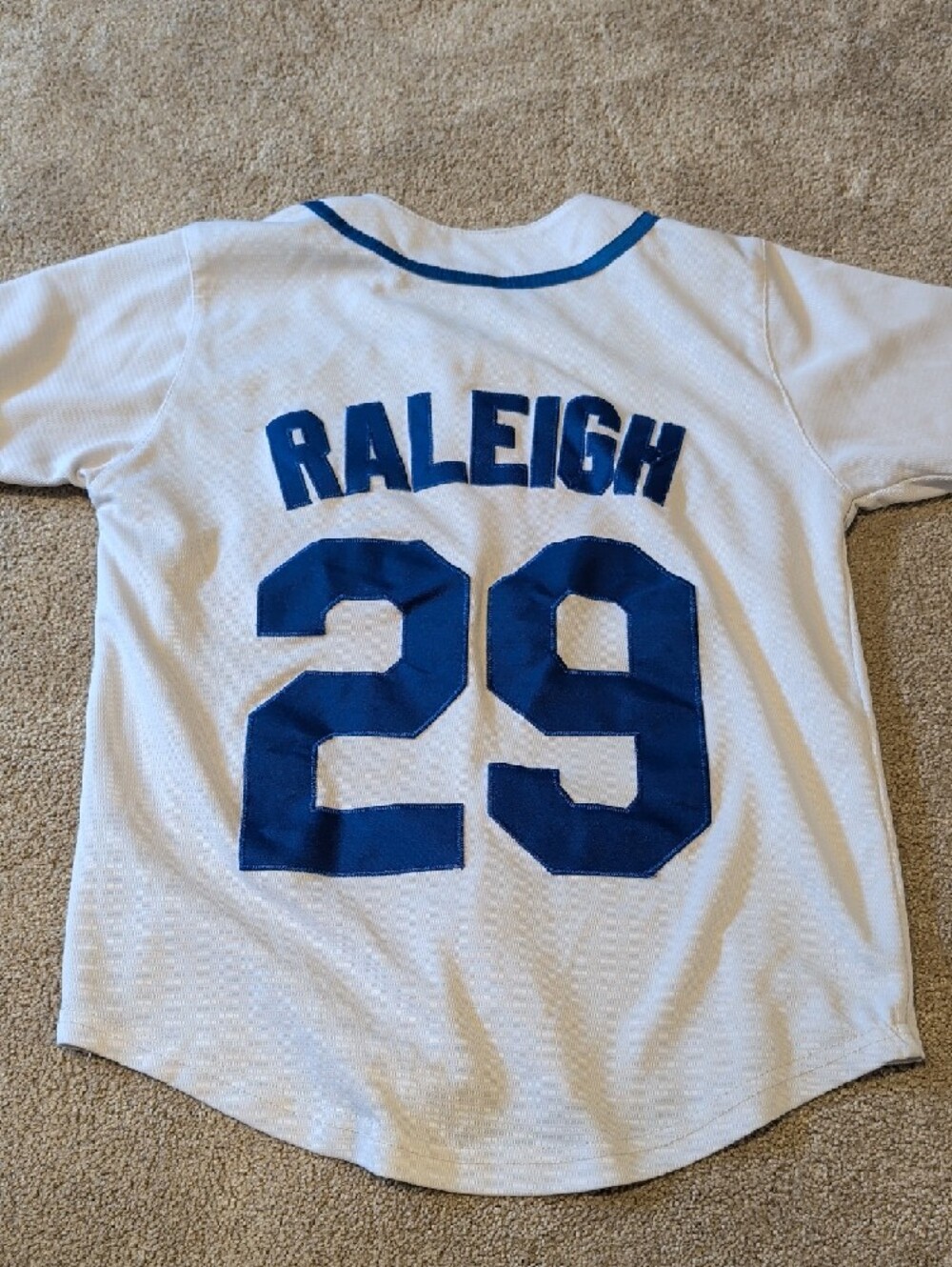 Mariners Cal Raleigh #29 White & Blue Kids Baseball Jersey - Picture 3 of 3